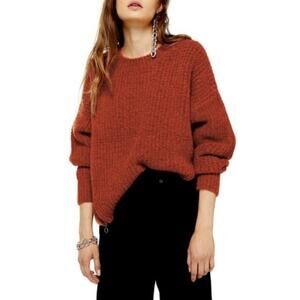 Topshop Waffle Burnt Orange Knit Sweater